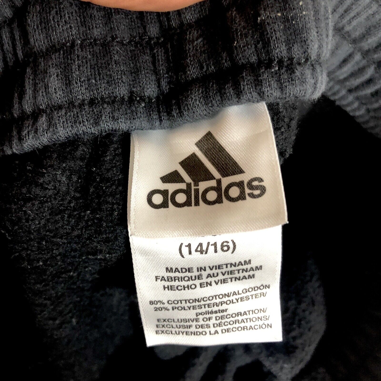 Adidas Sweatpants Youth Size Large (14/16) Color Black And White Heavyweight