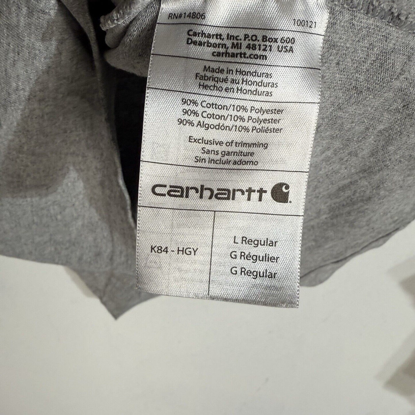Carhartt Shirt Men’s Large Color Gray Heavyweight Short Sleeve