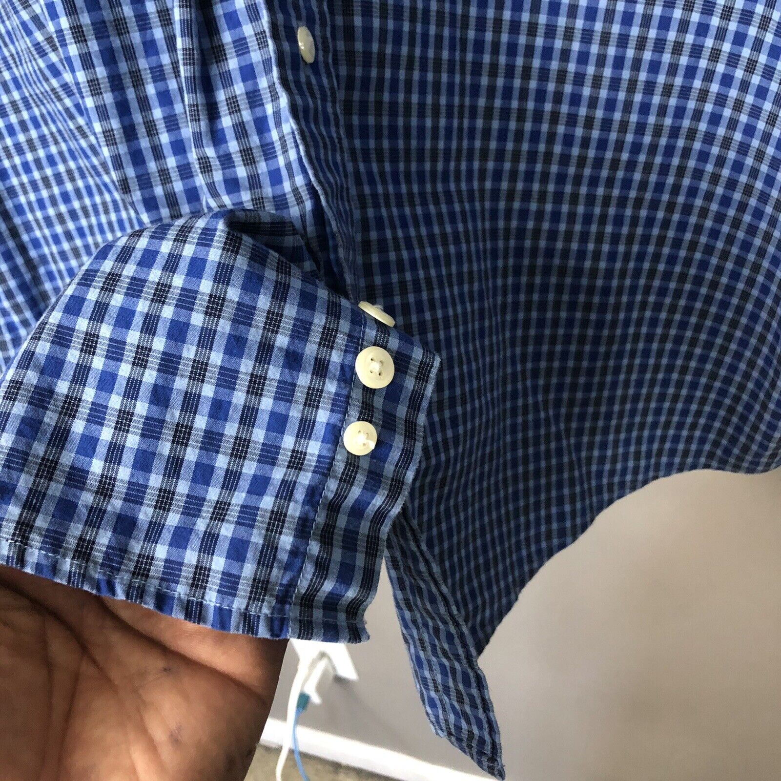 Eddie Bauer Men’s Button Up Shirt Size L Blue Long Sleeve Casual
