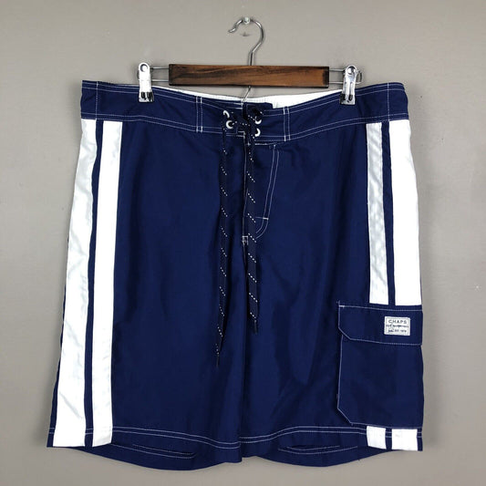 Chaps Men’s Swim Trunks Size Large Blue And White