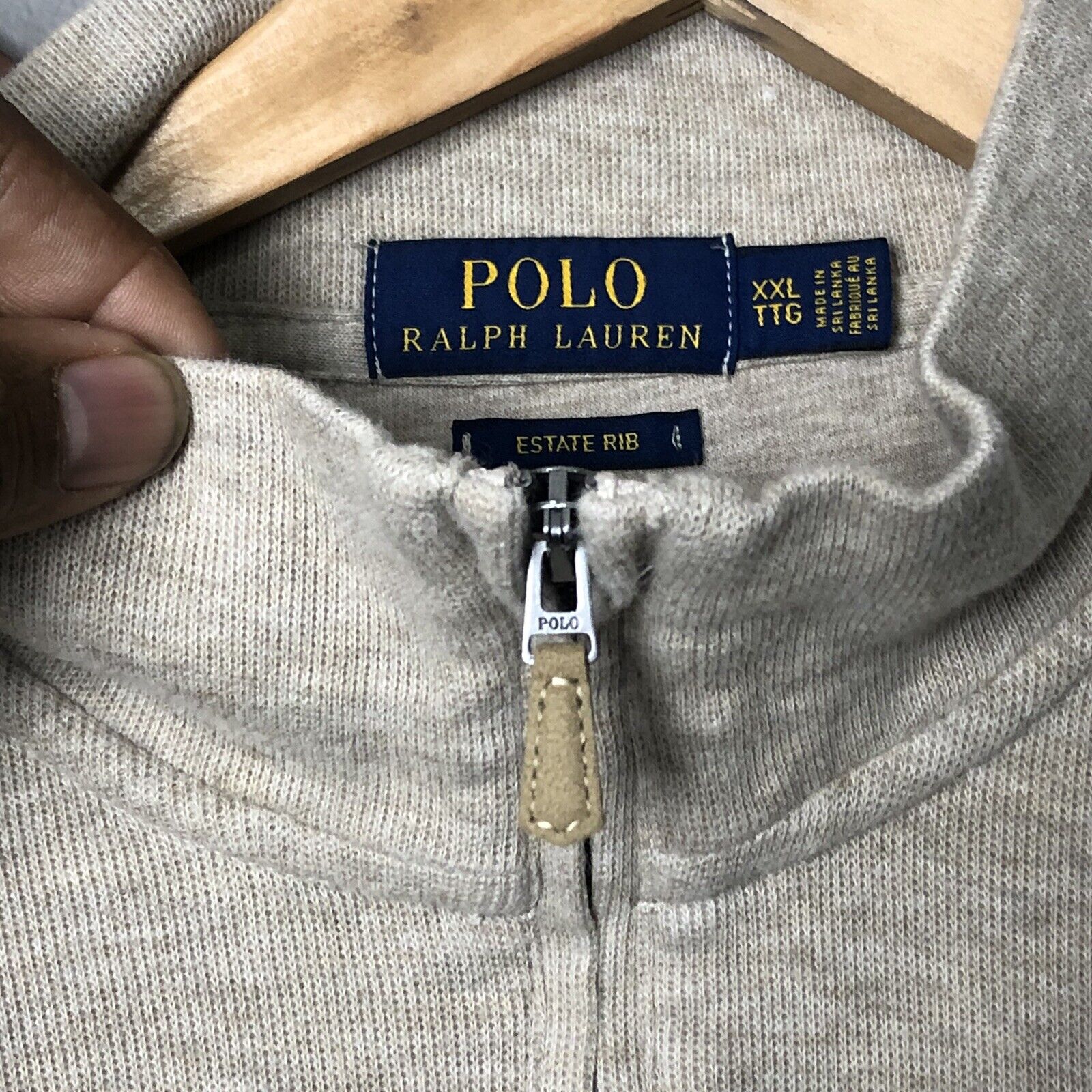 Polo Ralph Lauren Mens Pullover Sweater Size 2XL Beige Long Sleeve Eatate Rib