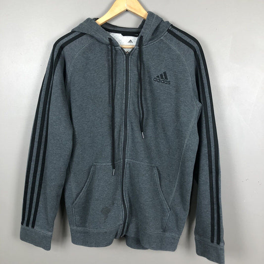 Adidas Full Zip Hoodie Men’s Small Gray And Black Long Sleeve