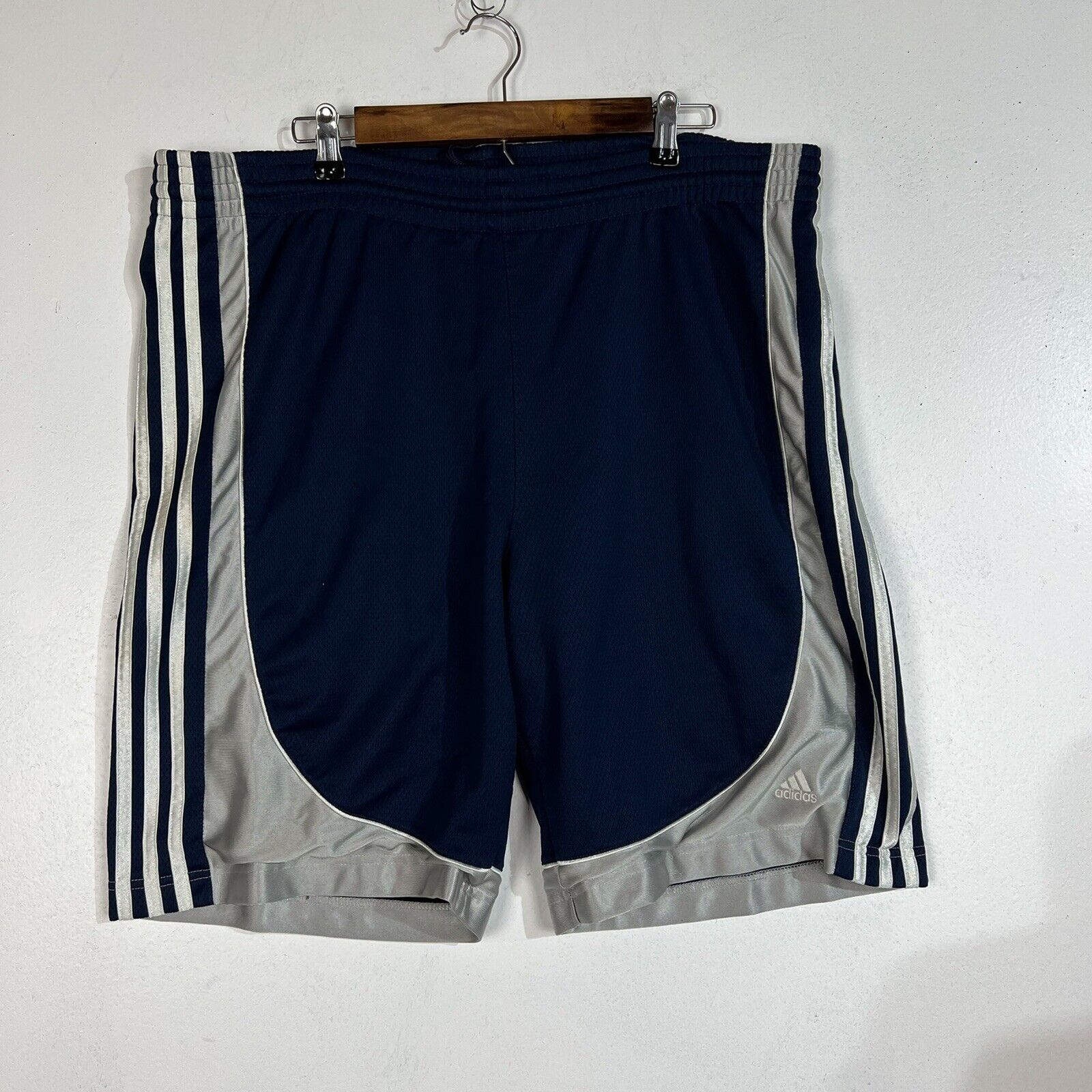 Adidas Mens Basketball Shorts Medium Blue Drawstring Pre Owned