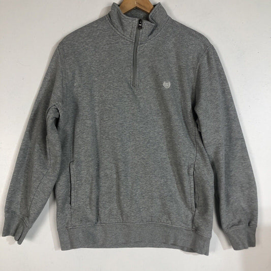 Chaps Pullover Sweater Men’s Large Color Gray Long Sleeve Quarter Zip