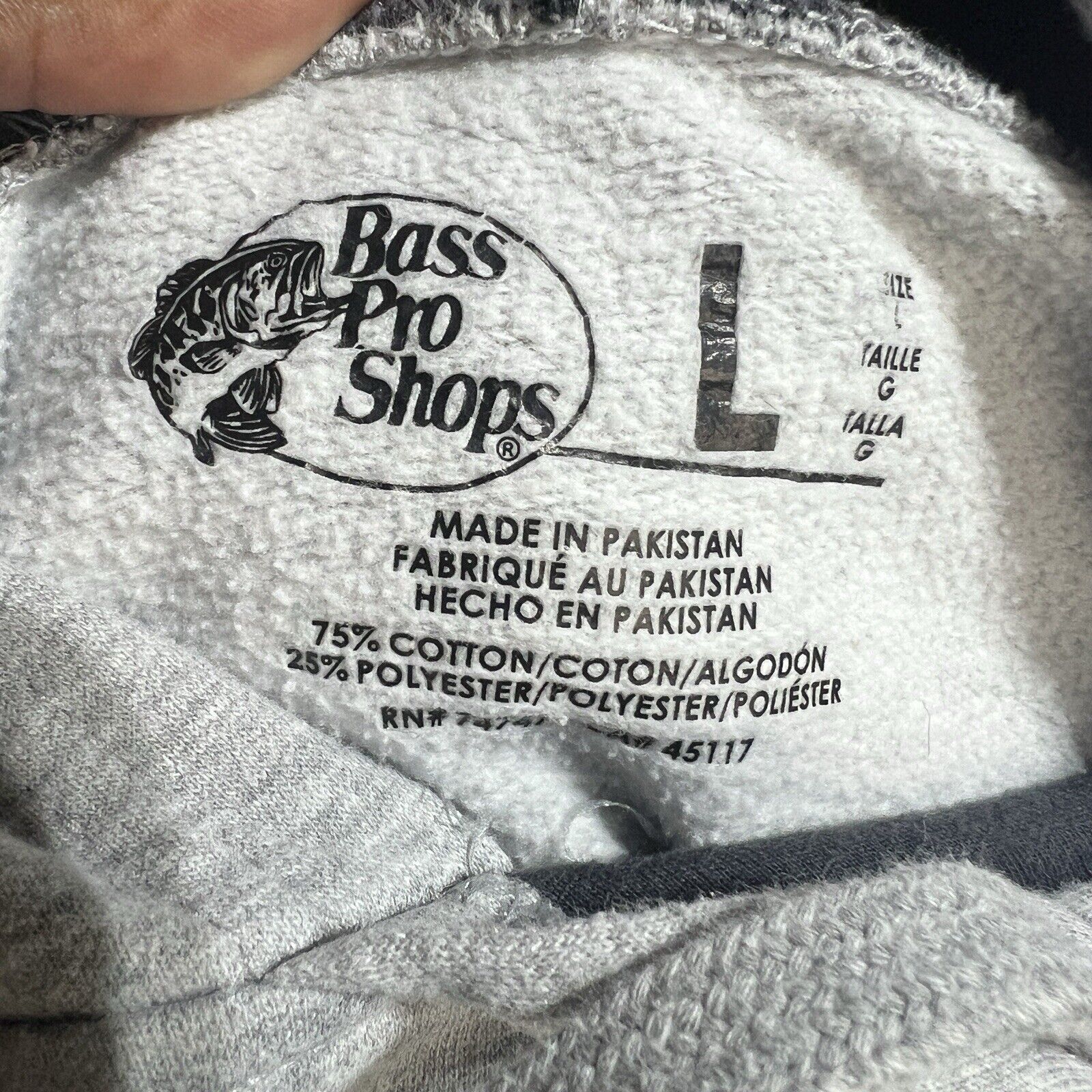 Bass Pro Shops Hoodie Men’s Large Color Gray Long Sleeve Pullover