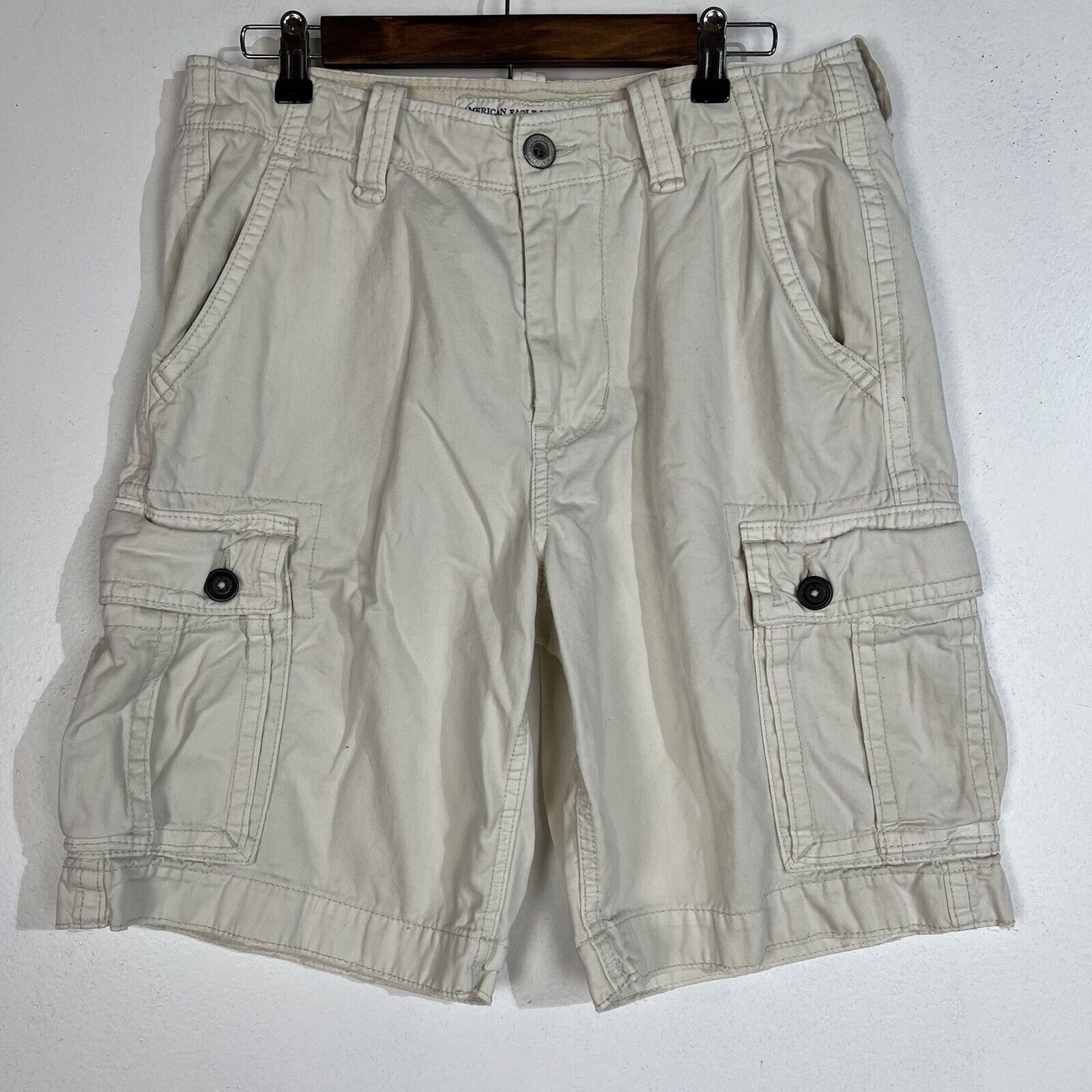 American Eagle Classic Length Mens Cargo Shorts Size 32 Khaki PreOwned