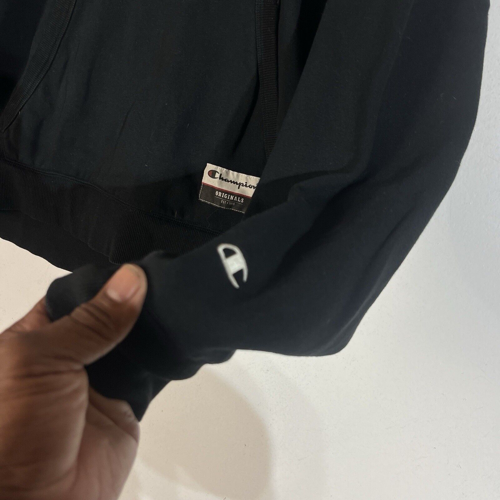 Champion Hoodie Men’s Size Large Black Long Sleeve Pullover