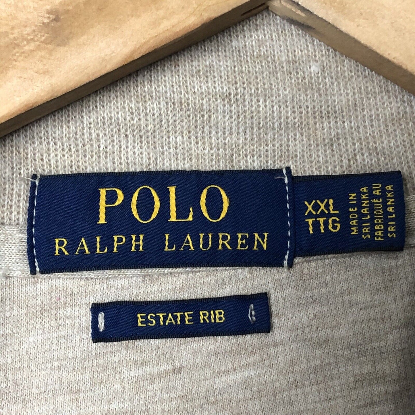 Polo Ralph Lauren Mens Pullover Sweater Size 2XL Beige Long Sleeve Eatate Rib