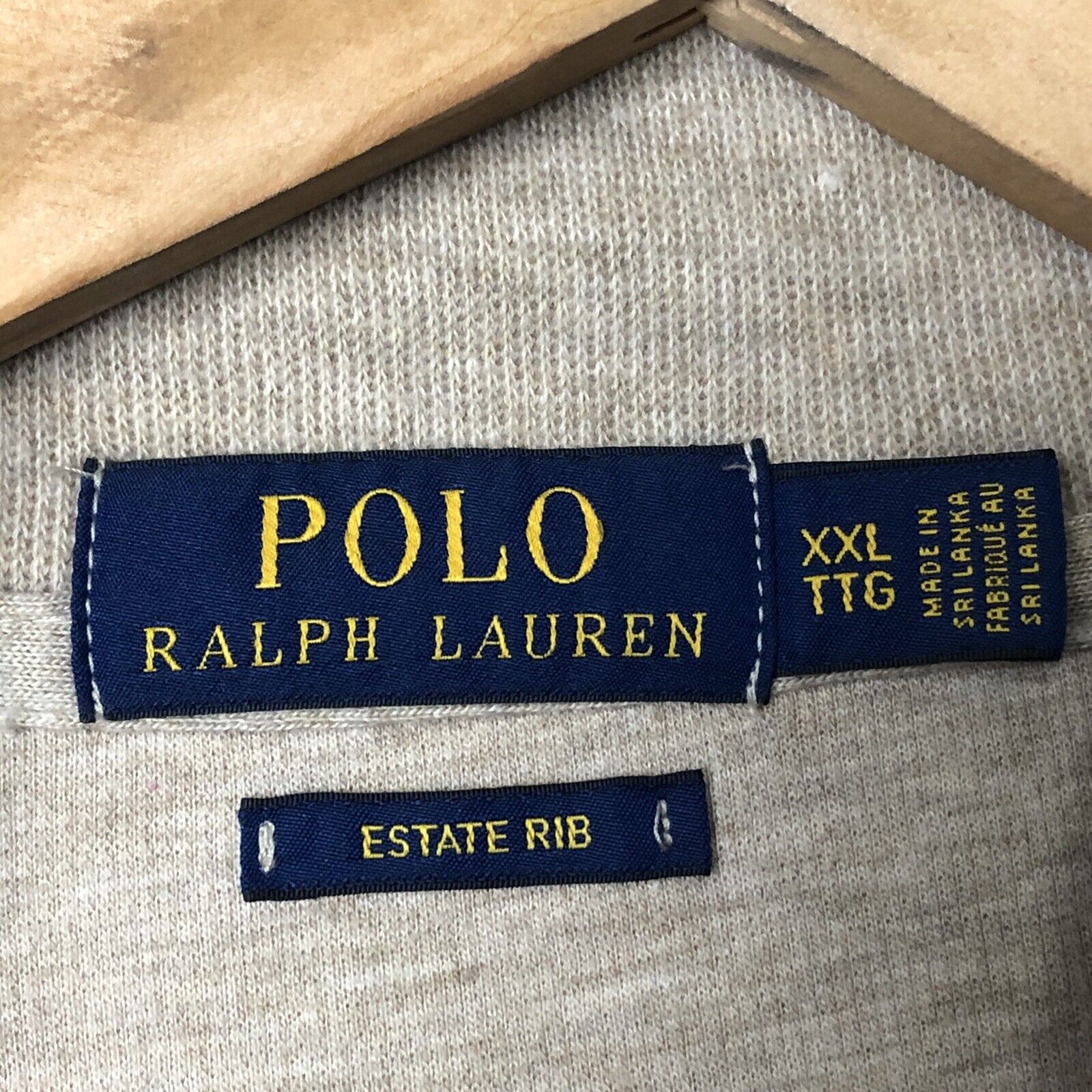Polo Ralph Lauren Mens Pullover Sweater Size 2XL Beige Long Sleeve Eatate Rib