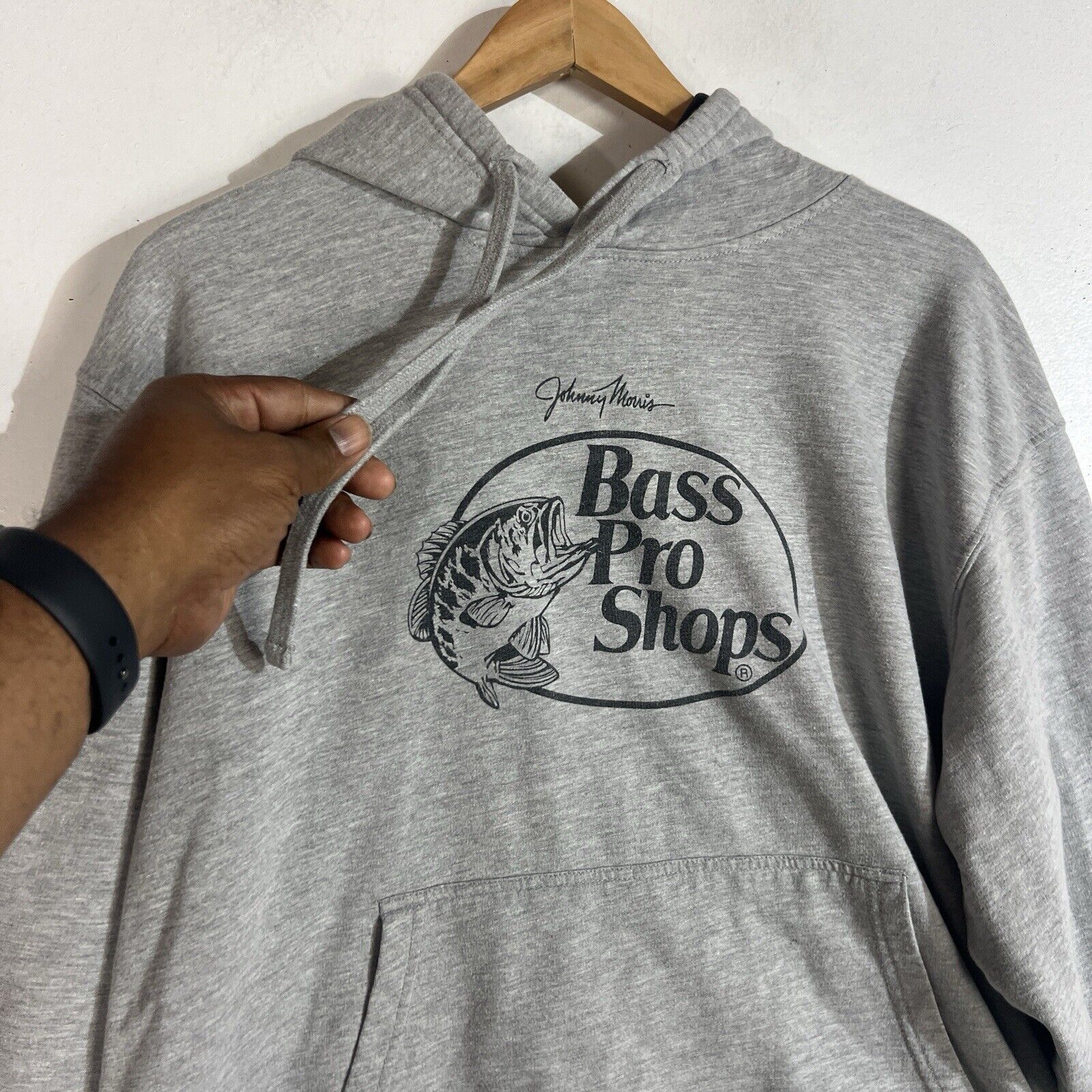 Bass Pro Shops Hoodie Men’s Large Color Gray Long Sleeve Pullover
