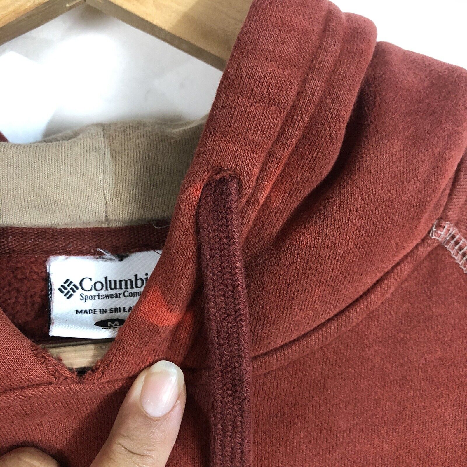 Columbia Mens Hoodie Size M Red Heavyweight PreOwned
