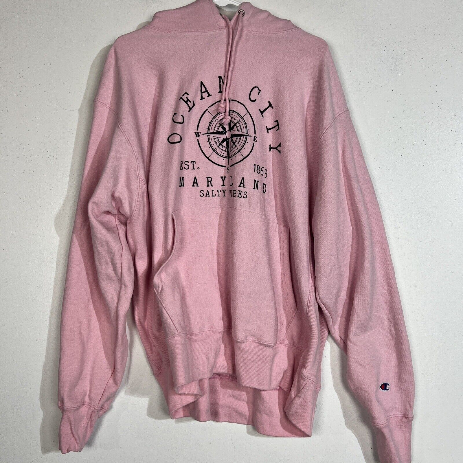 Champion Ocean City Maryland Hoodie Women’s XL Color Pink Reverse Weave