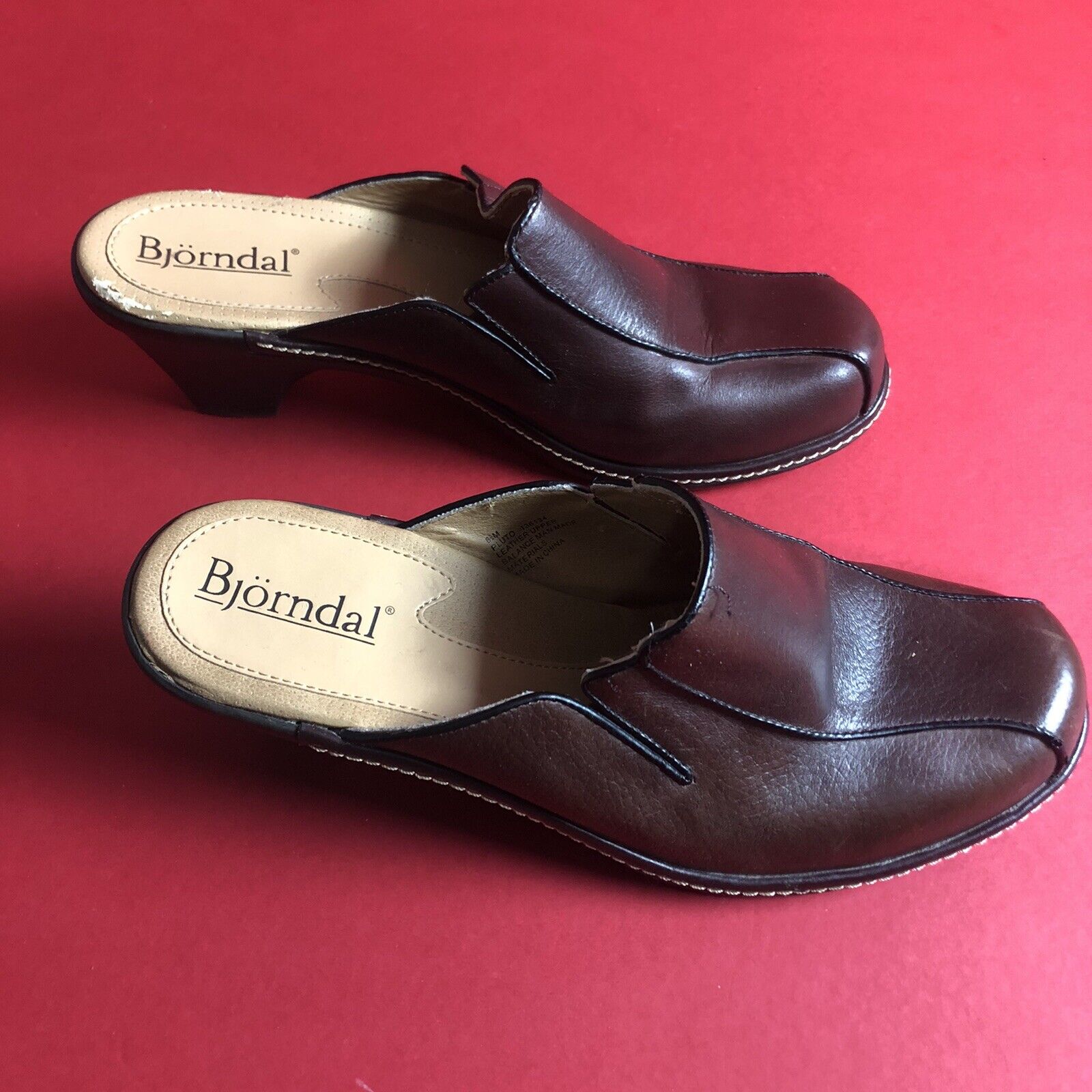 Bjorndal Womens Leather Shoes Clogs Brown Pluto 8.5M (0703)