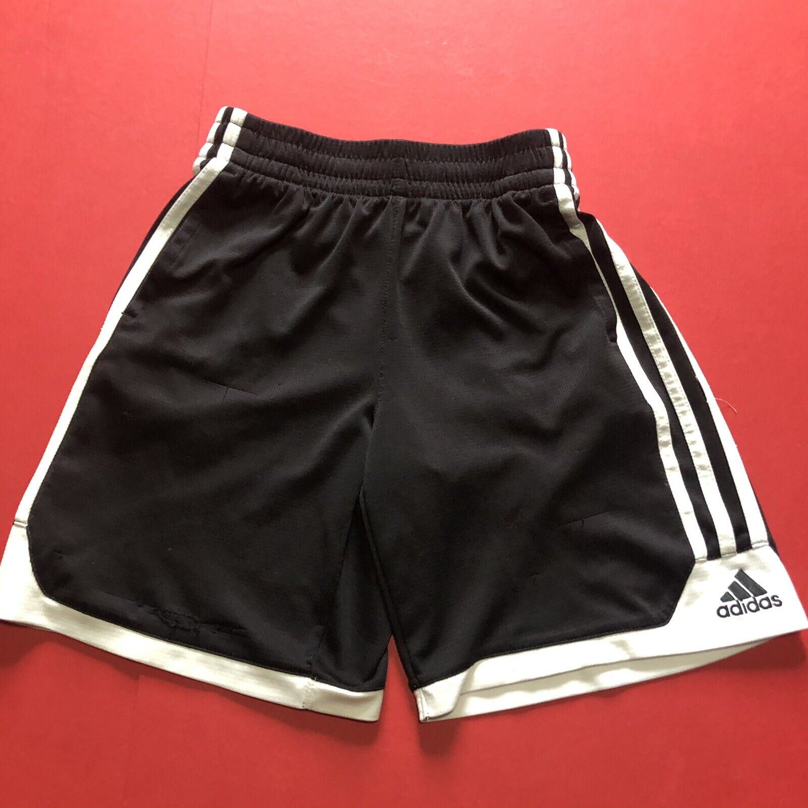 Adidas Soccer Shorts Kids Size Small (8) Black And White (0911)