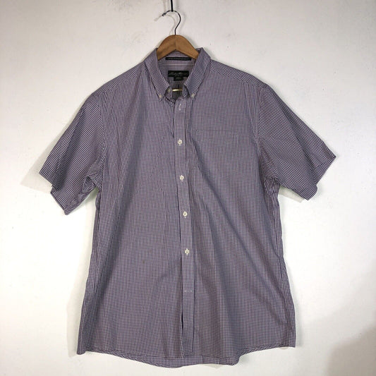 Eddie Bauer Button Down Short Sleeve Shirt Mens Size Large Color Purple