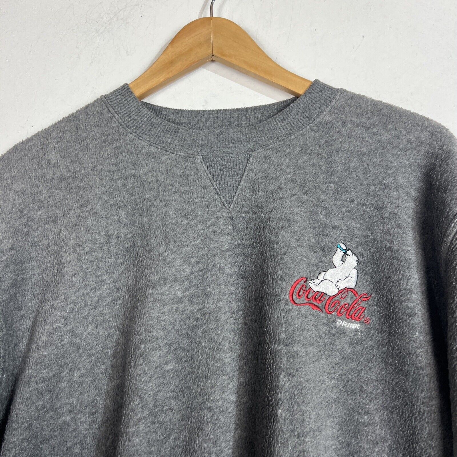 Coca Cola Sweatshirt Adult Size Large (11/13 ) Gray Long Sleeve (Soft Material)