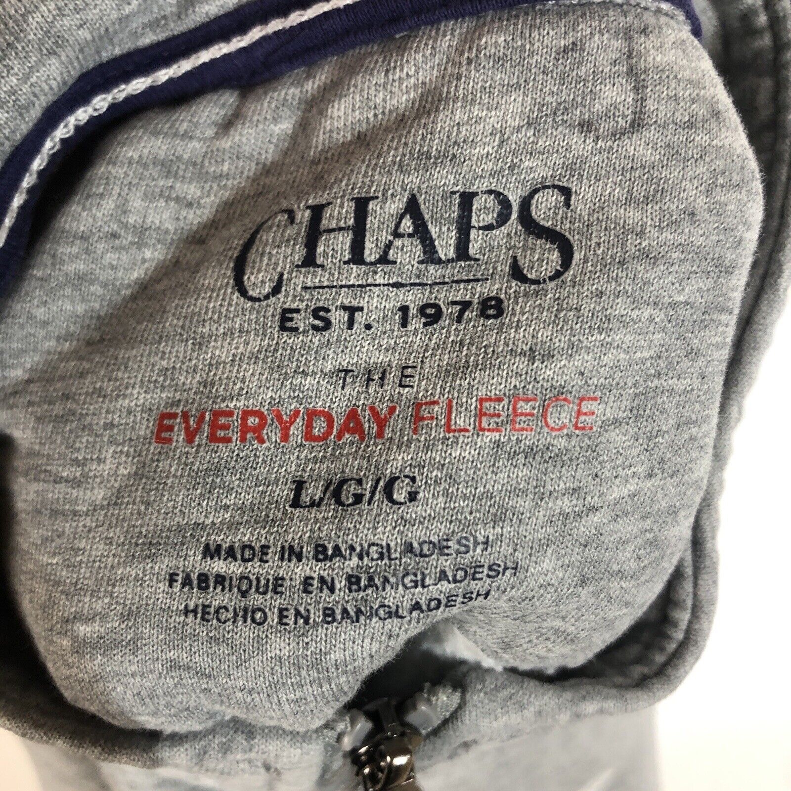 Chaps Pullover Sweater Men’s Large Color Gray Long Sleeve Quarter Zip