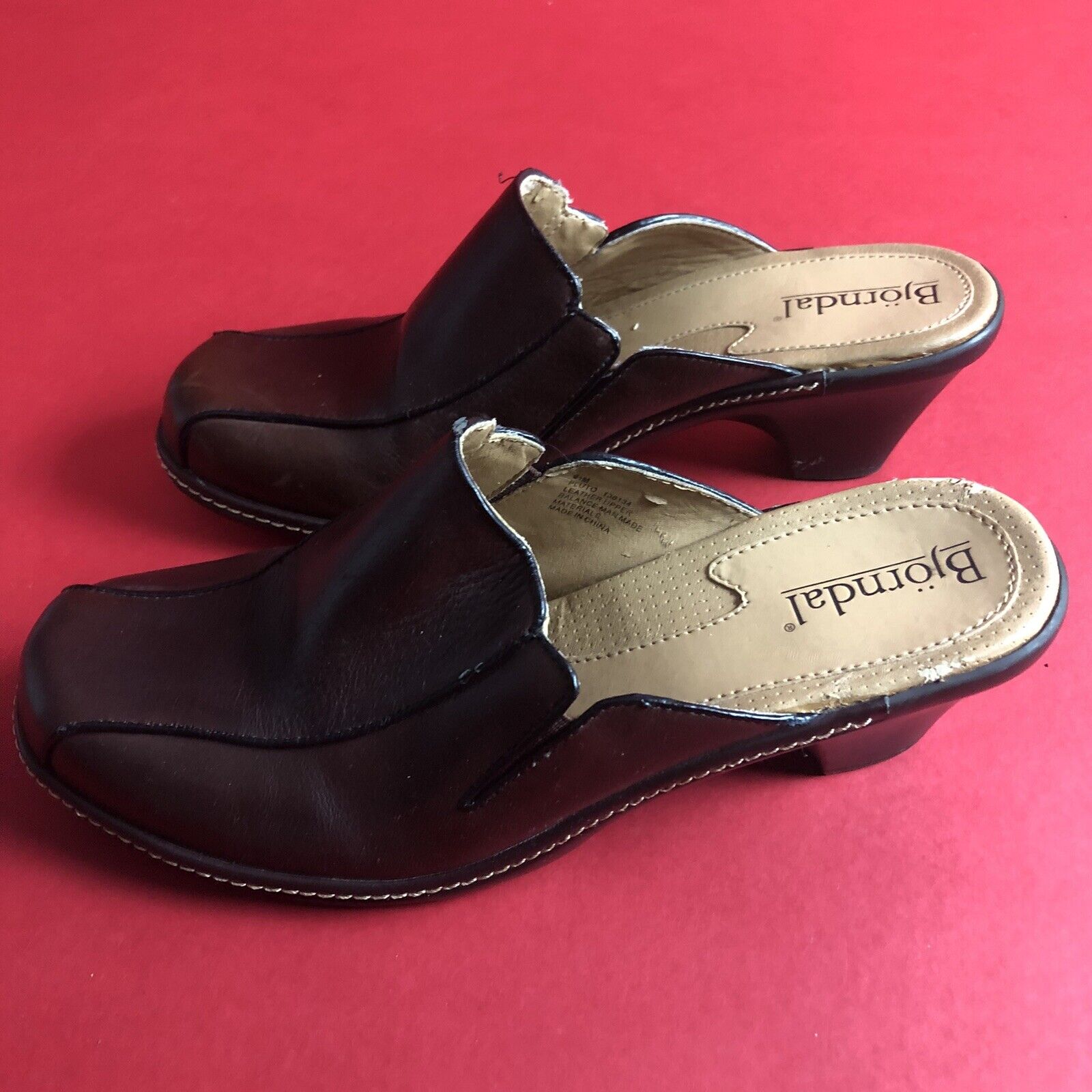 Bjorndal Womens Leather Shoes Clogs Brown Pluto 8.5M (0703)