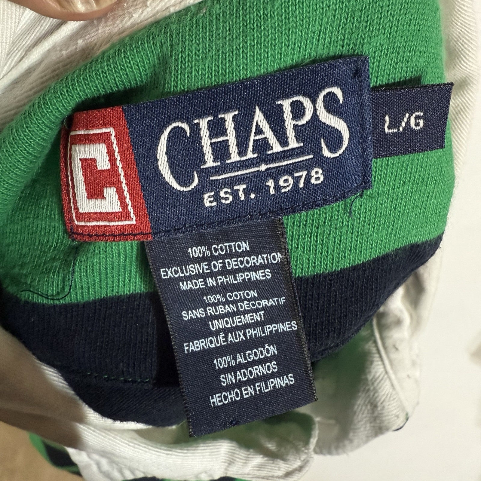 Chaps Rugby Shirt Men’s Large Multicolor Long Sleeve Striped Heavyweight
